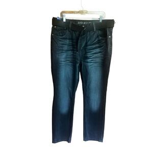 Denim & Rivets Men’s Belted Black Jeans Sz 38/32 NWT